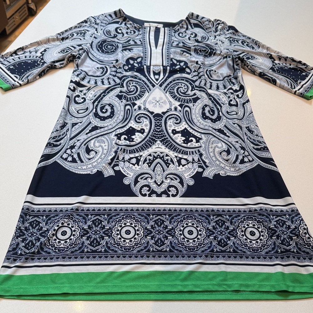 Sandra Darren Shift Dress, Colorblock Paisley Mini Dress, Size 12 - Picture 6 of 12